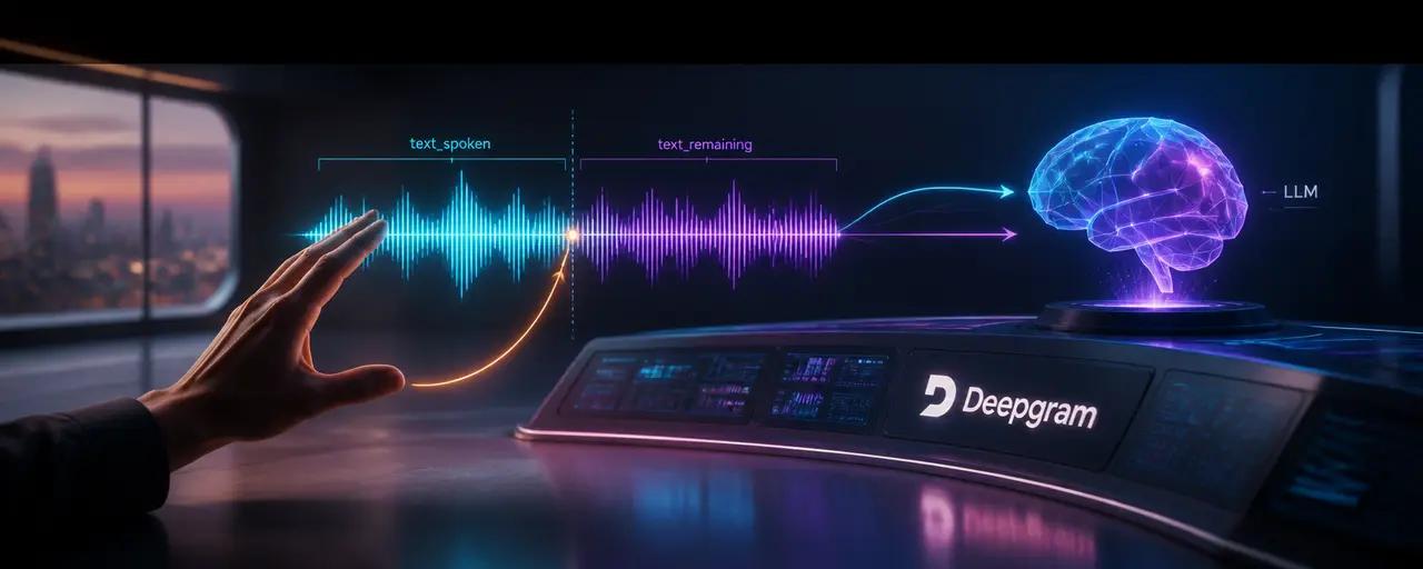 Deepgram Flux TTS: агент знает, что успел сказать до перебивки